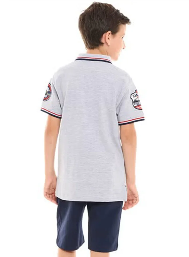 victor and jane Boys 2-Piece Set: Polo Shirt & short for (6-12 Years) Grey & Navy