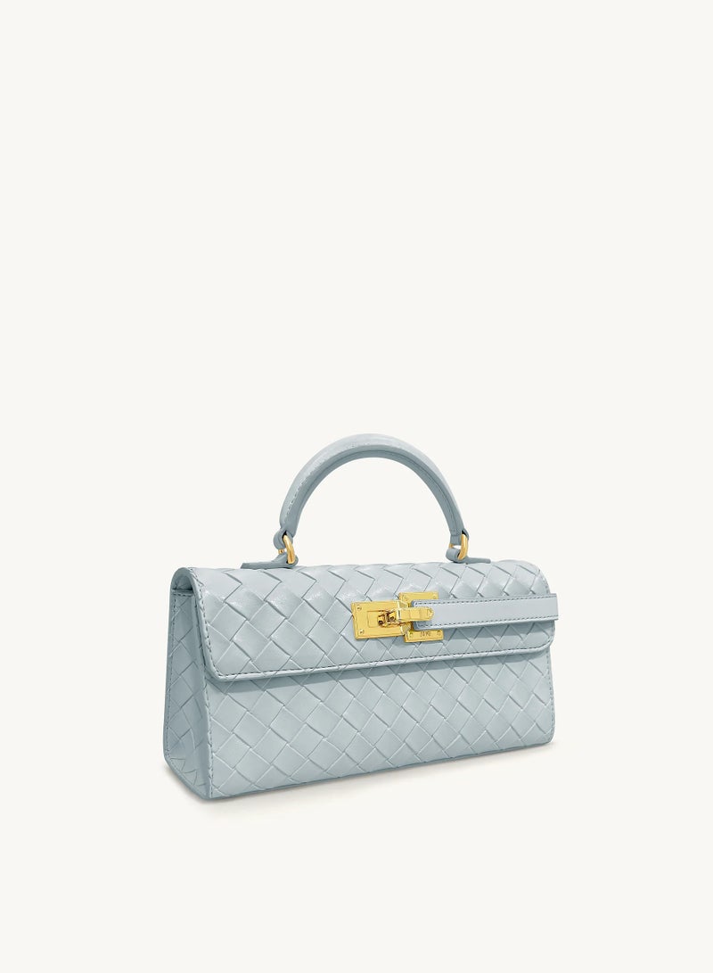 Keyla Weave Texture Top Handle Bag - Blue - Image 2