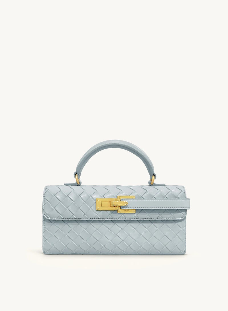 Keyla Weave Texture Top Handle Bag - Blue - Image 1