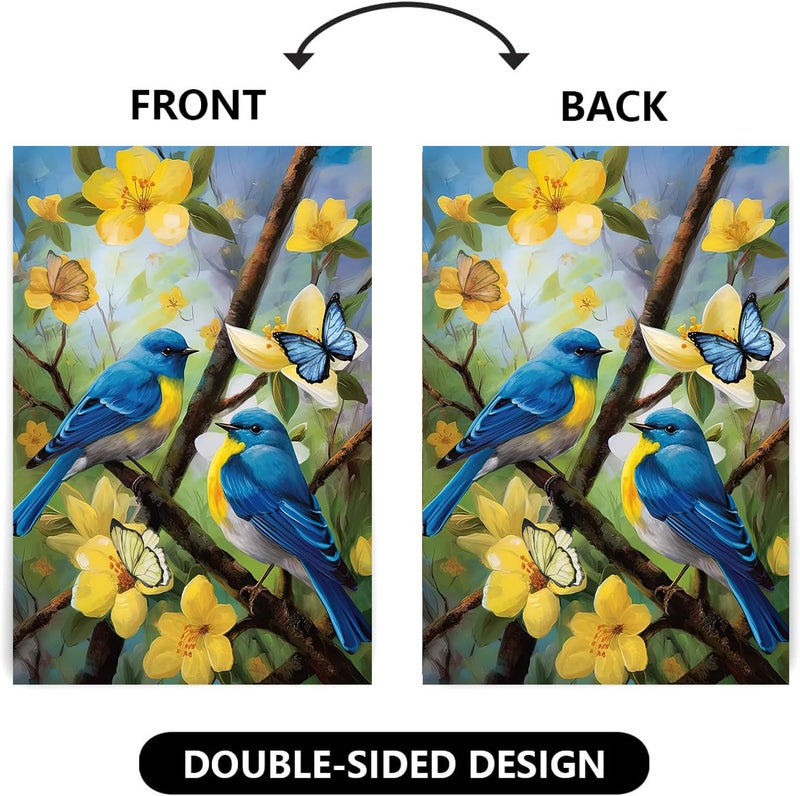 DZGlobal Large Spring Summer House Flags 28x40 Double Sided Bluebird Garden Flag Floral Birds Flag for Outside Porch Yard Outdoor Flower Garden Decor - Image 3