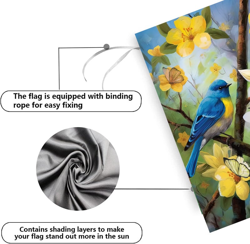 DZGlobal Large Spring Summer House Flags 28x40 Double Sided Bluebird Garden Flag Floral Birds Flag for Outside Porch Yard Outdoor Flower Garden Decor - Image 4