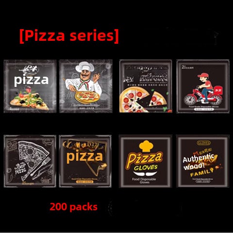 Creative Disposable Gloves, Thick PE, Eco-Friendly Pizza series [2 pcs/bag]] 