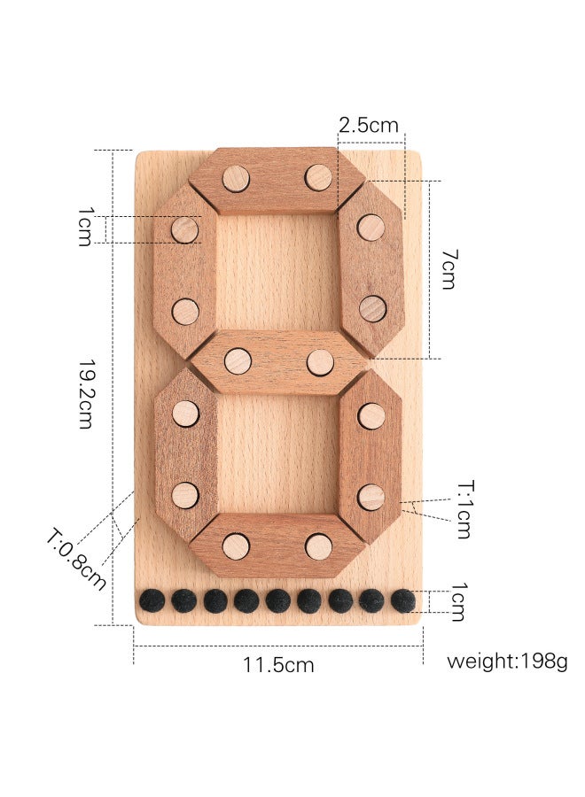 أحجية أطفال محمولة باليد، أحجية خشبية للأطفال، رقم 1 ونصف، طفل يبلغ من العمر عامين، لعبة مونتيسوري للعلوم والتعليم، اللون: أحجية رقمية خشبية - Image 1