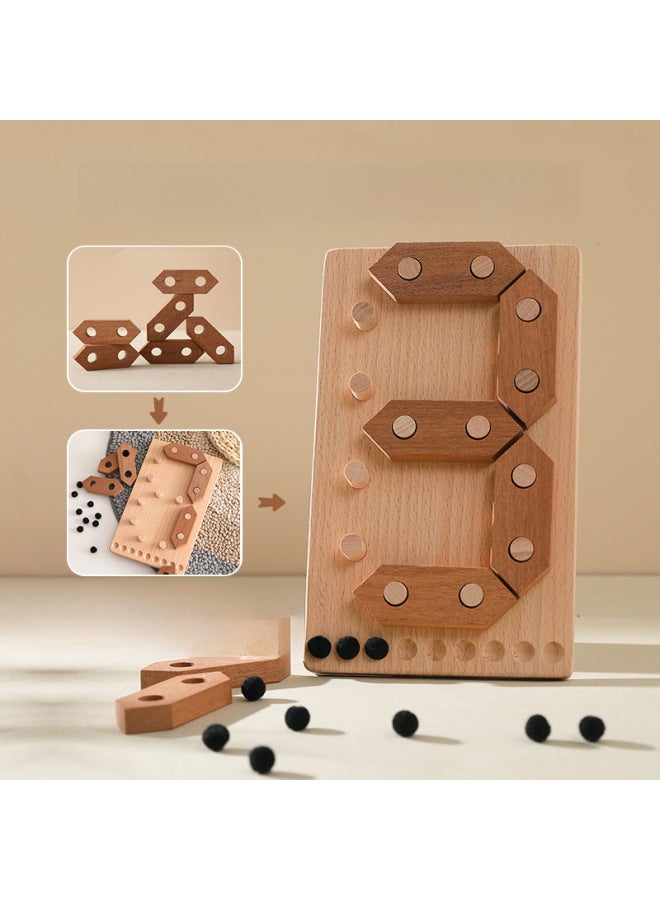 أحجية أطفال محمولة باليد، أحجية خشبية للأطفال، رقم 1 ونصف، طفل يبلغ من العمر عامين، لعبة مونتيسوري للعلوم والتعليم، اللون: أحجية رقمية خشبية - Image 2