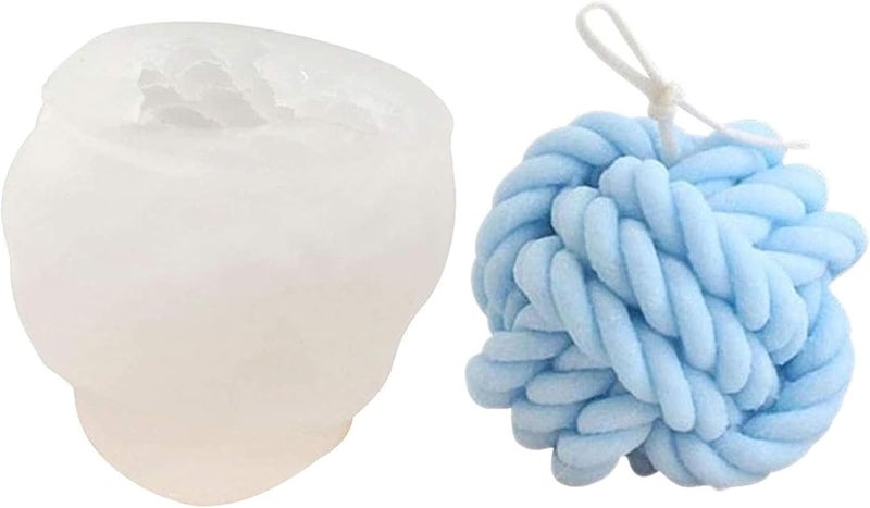 Shoppeecity Woolen Ball Candle Mold 3D Round Yarn Ball Wax Candle Mold Soft Silicone Gypsum Mould for DIY Crafts Beeswax Aromatherapy Soap Bath Bomb Cake Decoration Fondant Resin Ornaments - Image 1