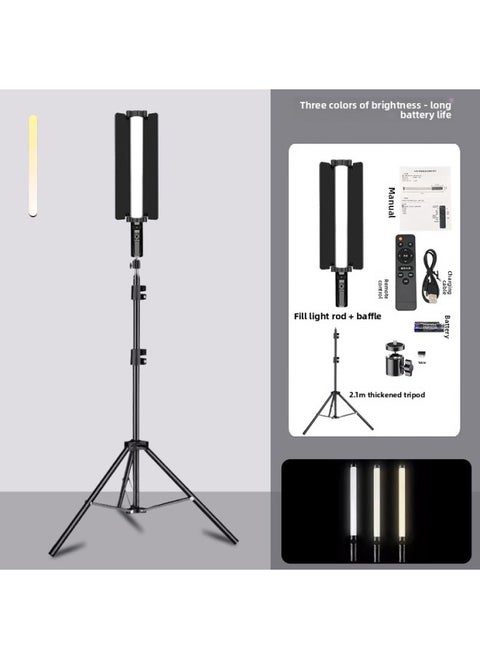Live Shooting Led Atmosphere Light Outdoor Photography Double Color Temperature Free Adjustment Hand-held Stick Light Full Color Rgb Fill Light-Light Source Color:【type B Handheld Rod Light - Three