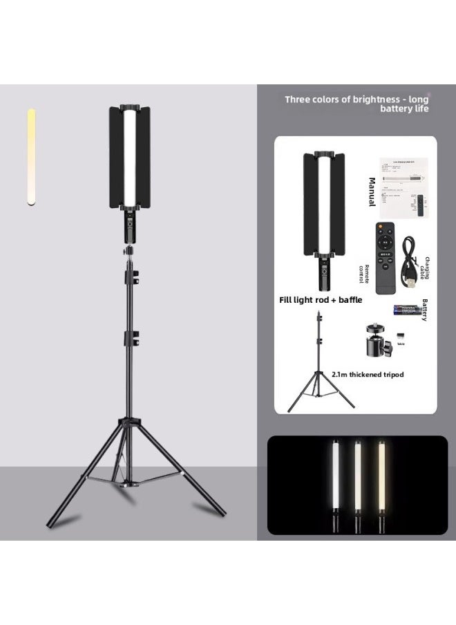 General - Live Shooting Led Atmosphere Light Outdoor Photography Double Color Temperature Free Adjustment Hand-held Stick Light Full Color Rgb Fill Light-Light Source Color:【type B Handheld Rod Light - Three - Image 1