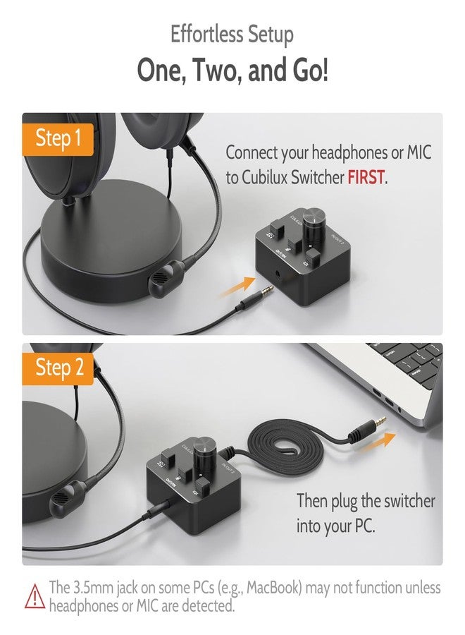 Cubilux AS-J3 3.5mm Headset Selector (Microphone Signal Supported), Bidirectional 2-In-1-Out or 1-In-2-Out 1/8 Stereo A/B Audio Switcher for PC Laptop Computer - Image 5