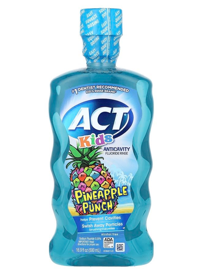 ACT Kids Anticavity Fluoride Rinse Alcohol Free Pineapple Punch 16.9 fl oz (500 ml)