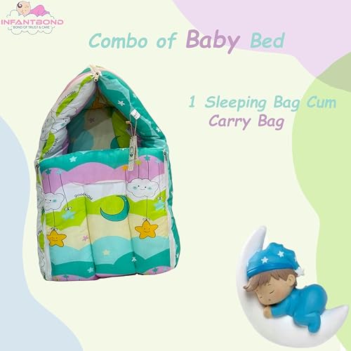 Infantbond Baby 3 in 1 Carry Bag Cum Sleeping Bag Cum Mattress | Carry Nest for Baby(0-12 Months) (New Star Pista Green) - Image 5