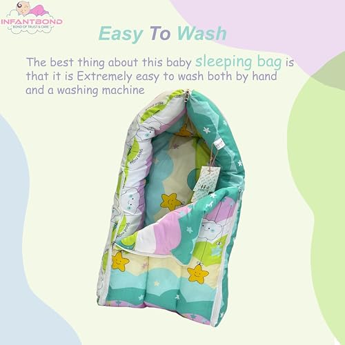 Infantbond Baby 3 in 1 Carry Bag Cum Sleeping Bag Cum Mattress | Carry Nest for Baby(0-12 Months) (New Star Pista Green) - Image 3