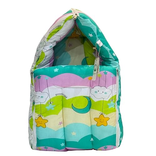 Infantbond Baby 3 in 1 Carry Bag Cum Sleeping Bag Cum Mattress | Carry Nest for Baby(0-12 Months) (New Star Pista Green) - Image 1