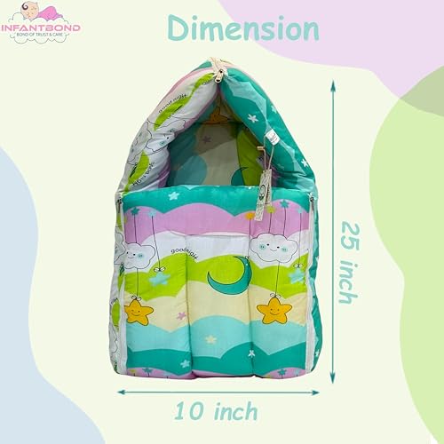 Infantbond Baby 3 in 1 Carry Bag Cum Sleeping Bag Cum Mattress | Carry Nest for Baby(0-12 Months) (New Star Pista Green) - Image 4