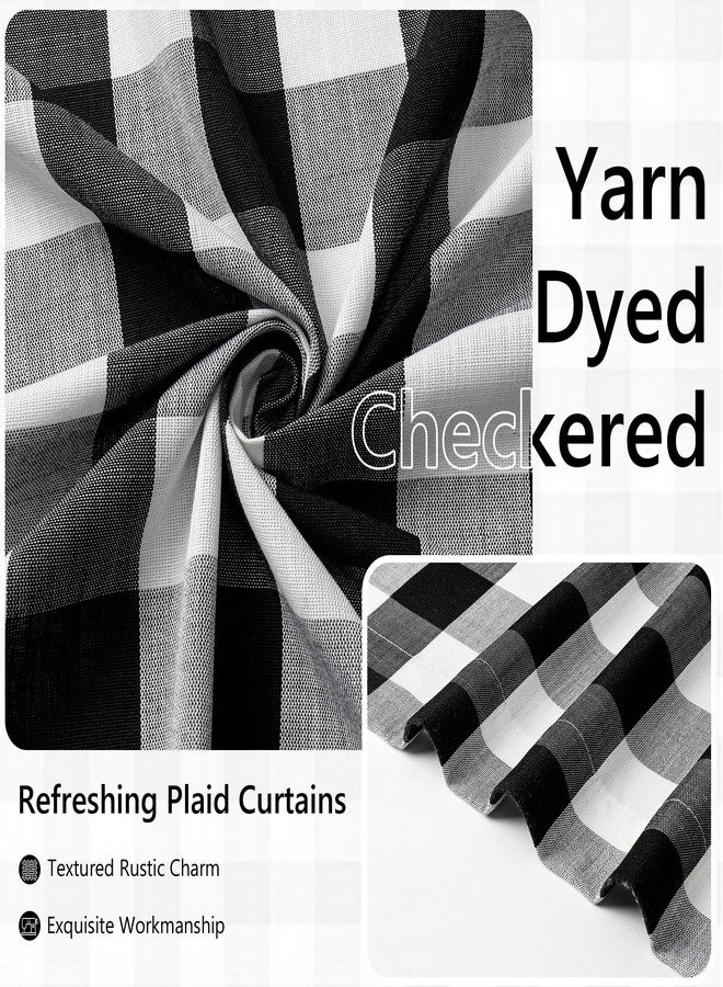 Amzdecor Buffalo Plaid Grommet Curtains 84 Inch Length, Semi-Sheer Farmhouse Rustic Check Textured Curtains Drapery for Living Room Bedroom,2 Panels （52" x 84", Black & White） - Image 4