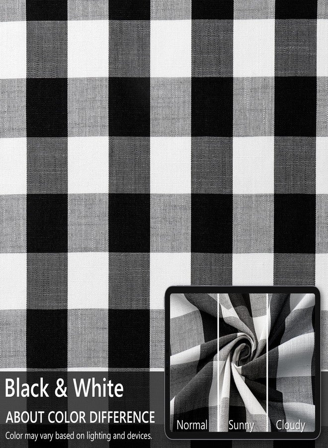 Amzdecor Buffalo Plaid Grommet Curtains 84 Inch Length, Semi-Sheer Farmhouse Rustic Check Textured Curtains Drapery for Living Room Bedroom,2 Panels （52" x 84", Black & White） - Image 5