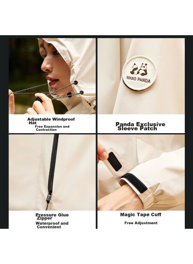 Pandas Panda Companion 3-in-1 سترة نسائية منفصلة من الريش ربيع خريف شتاء جديد صغير أسود معطف مقاوم للرياح - Image 3