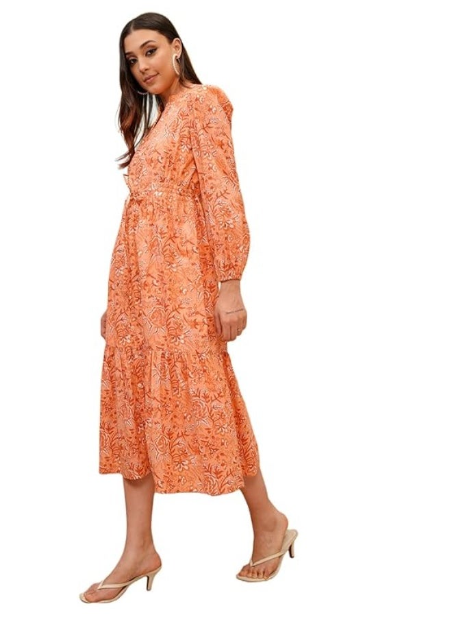 Vishudh Women Dress orange Cotton 2xl - Image 1