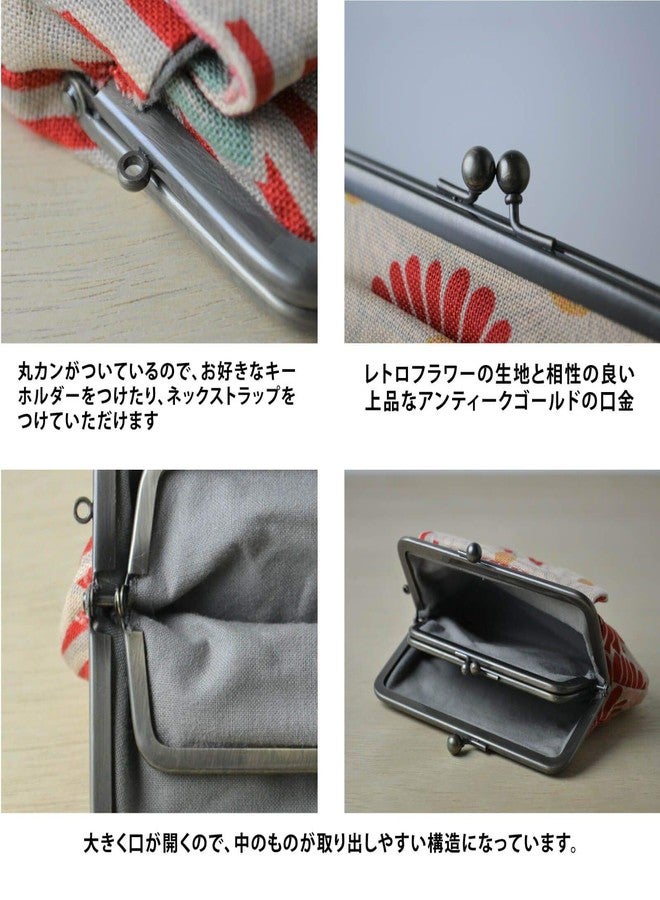 noren Vintage Floral Kiss Lock Coin Change Wallet Purses (Retro Flower - Red) / Made in Japan Pouch for Women - Image 5