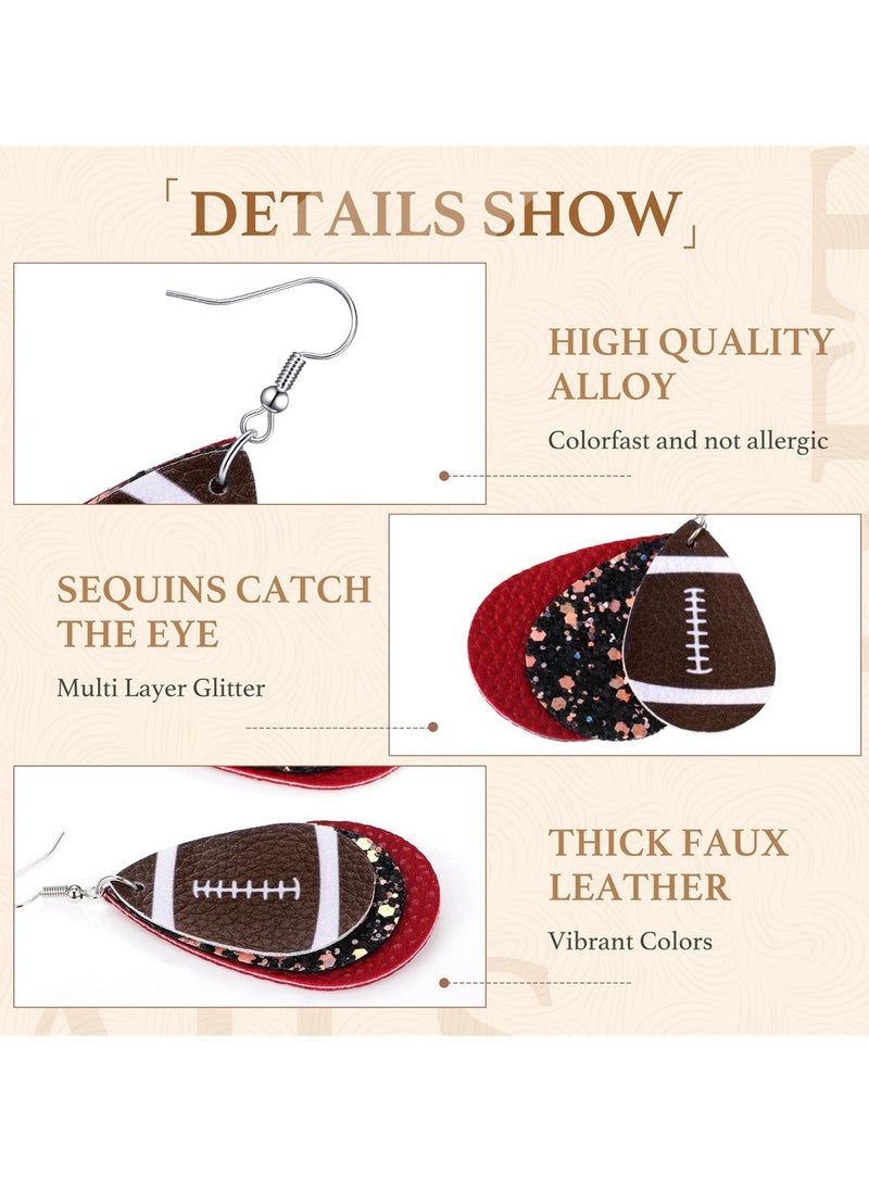Barakah Sporty Leather Earrings for Women, 8 Pairs of Glittery Football and Basketball Teardrop Dangles, Perfect for Sports Lovers! - Image 5