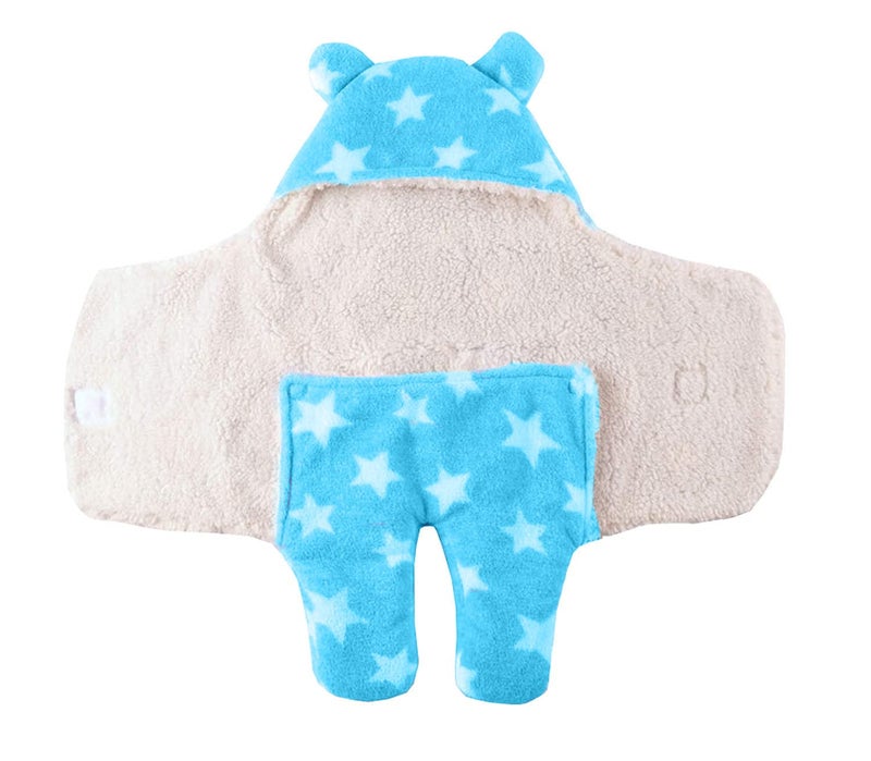 Pandaoriginals Baby Towel Bathrobe Hooded Blanket Wrapper | Hooded 3-in-1 Towel for New Born | Hooded Bath Towel | Hooded Sleeping Bag | Baby Towel for 1-2 Years | Blanket for Kids (Blue Star) - Image 3