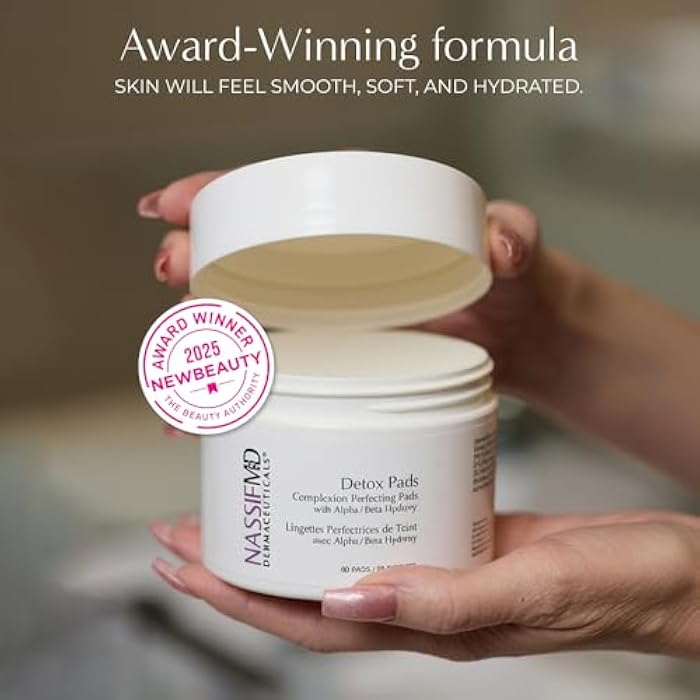NassifMD Exfoliating Detox Pads | Surgeon-Created AHA/BHA Facial Pads for Deep Cleansing, Smoother Texture & Glowing Skin | Reduces Pores, Firms, Brightens - Image 4
