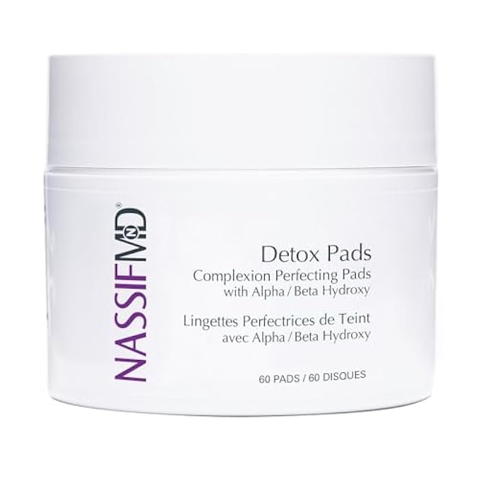 NassifMD Exfoliating Detox Pads | Surgeon-Created AHA/BHA Facial Pads for Deep Cleansing, Smoother Texture & Glowing Skin | Reduces Pores, Firms, Brightens - Image 1