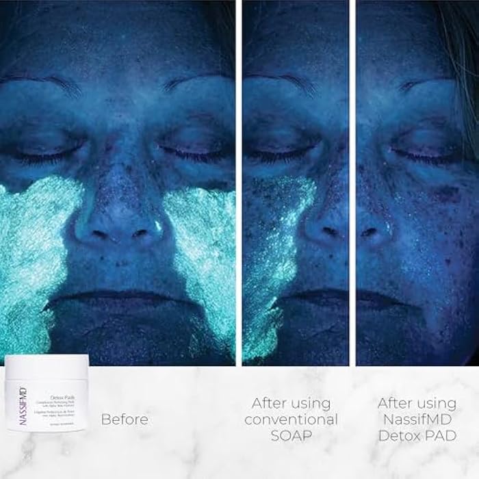 NassifMD Exfoliating Detox Pads | Surgeon-Created AHA/BHA Facial Pads for Deep Cleansing, Smoother Texture & Glowing Skin | Reduces Pores, Firms, Brightens - Image 2