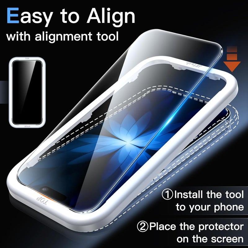 Jetech حماية شاشة زجاجية مقسّاة من JETech لجهاز iPhone 17 - عبوة 3 مع أداة تركيب سهلة - Image 4
