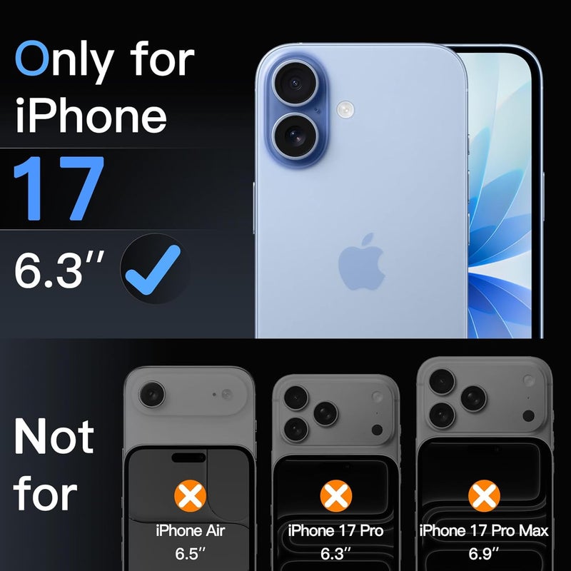 Jetech حماية شاشة زجاجية مقسّاة من JETech لجهاز iPhone 17 - عبوة 3 مع أداة تركيب سهلة - Image 2