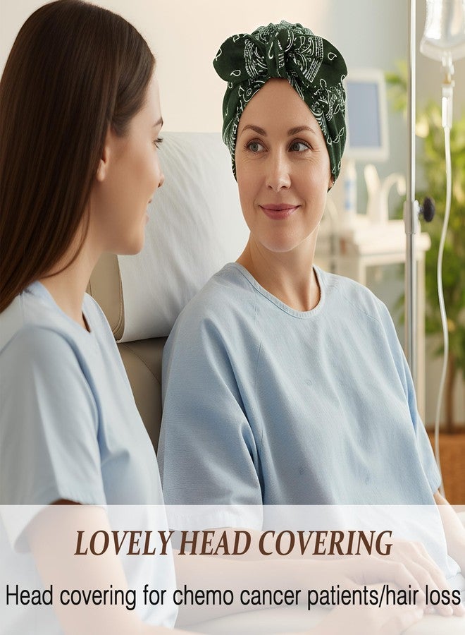 Ababalaya قبعة صوفية مبطنة بالساتان من أبابالايا للنساء، غطاء رأس للعلاج الكيميائي، قبعة نوم قطنية مبطنة بالحرير، أخضر، مقاس واحد - Image 5