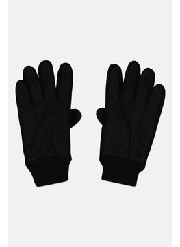 Celio Men Plain Leather Gloves, Black  - Image 1