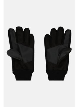 Celio Men Plain Leather Gloves, Black  - Image 2