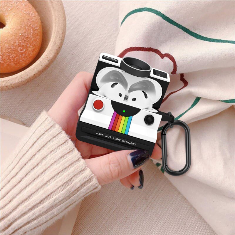 VISOOM Retro Cases for Apple Airpods 4 Case Cover Women - VISOOM Cute Silicone Camera Airpods 4th Generation Case Keychain with Cleaner Kit,Support Magsafe Charging for iPod Air Pod 4 Cases,White - Image 2
