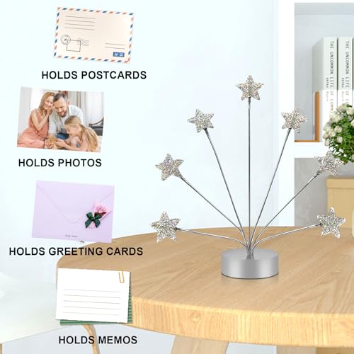 FaitAtten 7-Branch Family Desktop Photo Tree Holder Clip Round Base, Card Picture and Memo Desk Frame Display Stand for Wedding Party Christmas Photo Clip Holder Table Numbers (Stars) - Image 4