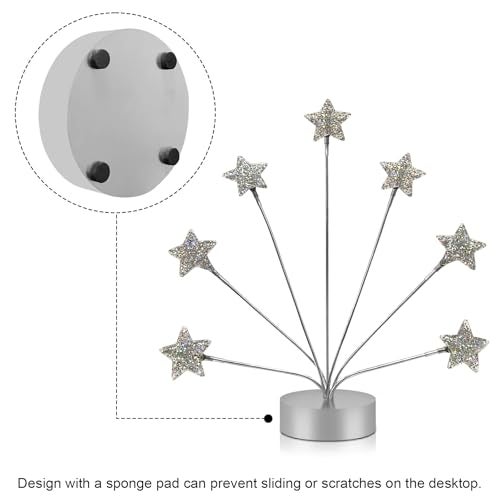 FaitAtten 7-Branch Family Desktop Photo Tree Holder Clip Round Base, Card Picture and Memo Desk Frame Display Stand for Wedding Party Christmas Photo Clip Holder Table Numbers (Stars) - Image 3