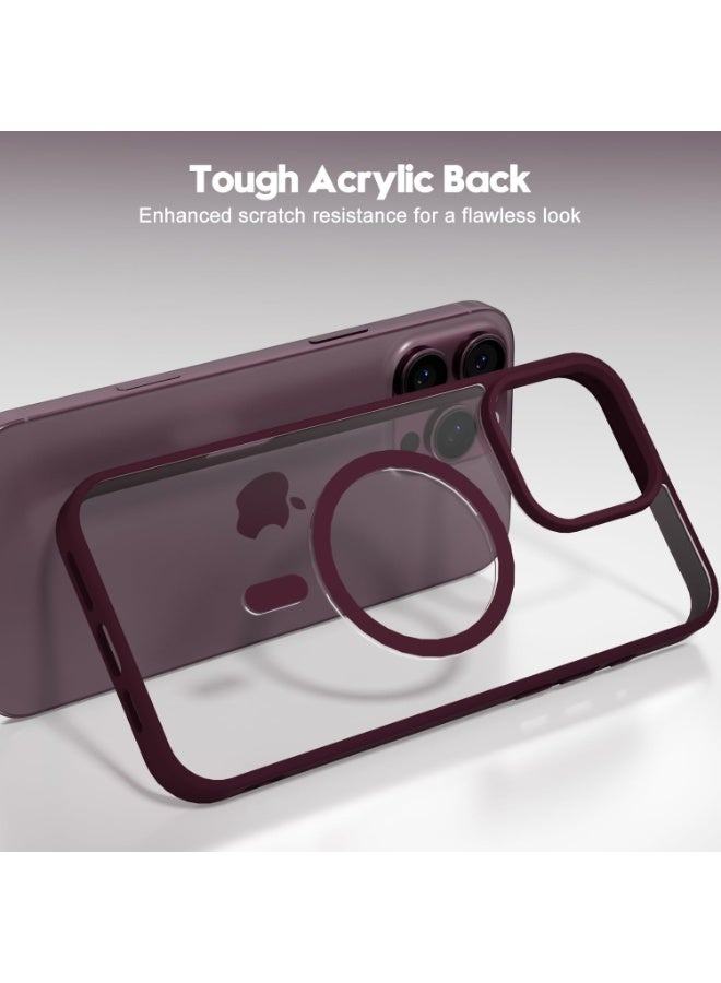 ACLIX Clear Magnetic Case for iPhone 16 Pro Max [Shockproof & Slim] Transparent Clear Hard Back Cover with high-Grade Protection | Deep Red - Image 2