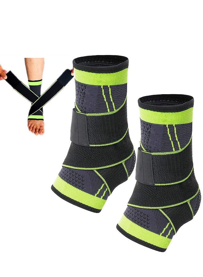 PYC 2 Piece Ankle Protector Adjustable Compression Ankle Support Brace For Running Sports Football and Basketball - Image 1