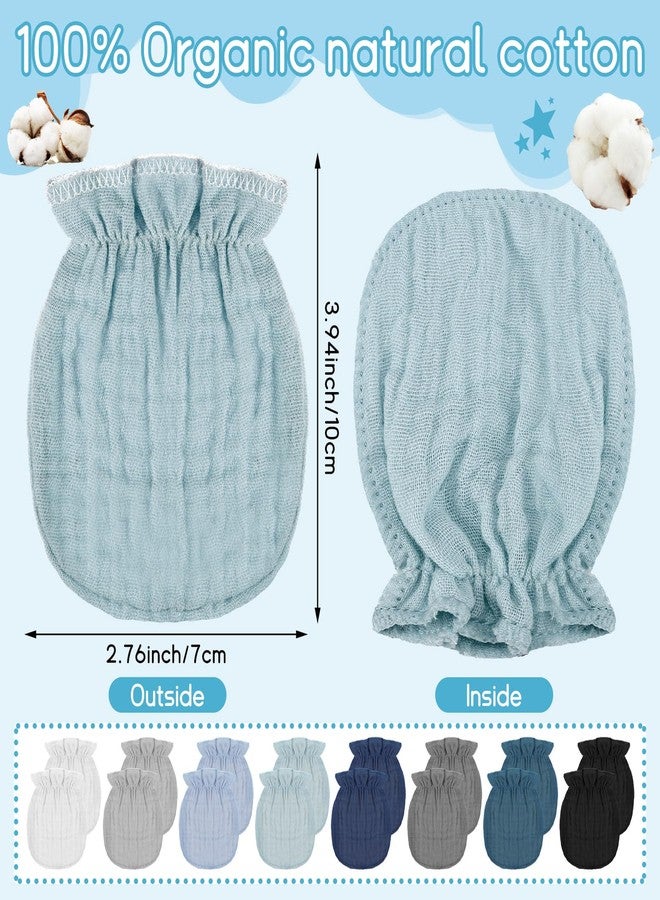 Jeere 8 Pairs Newborn Baby Muslin Mittens 0-6 Months No Scratch Elastic Wrist Soft Breathable Gloves Bulk Cotton for Infant, Fresh Color, 3.94 x 2.76 inches - Image 2