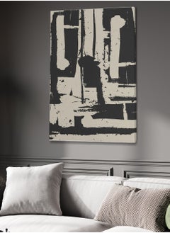 LOWHA Framed Canvas Wall Art Stretched Over Wooden Frame with Retro Style Art Pattern Painting  - Image 1