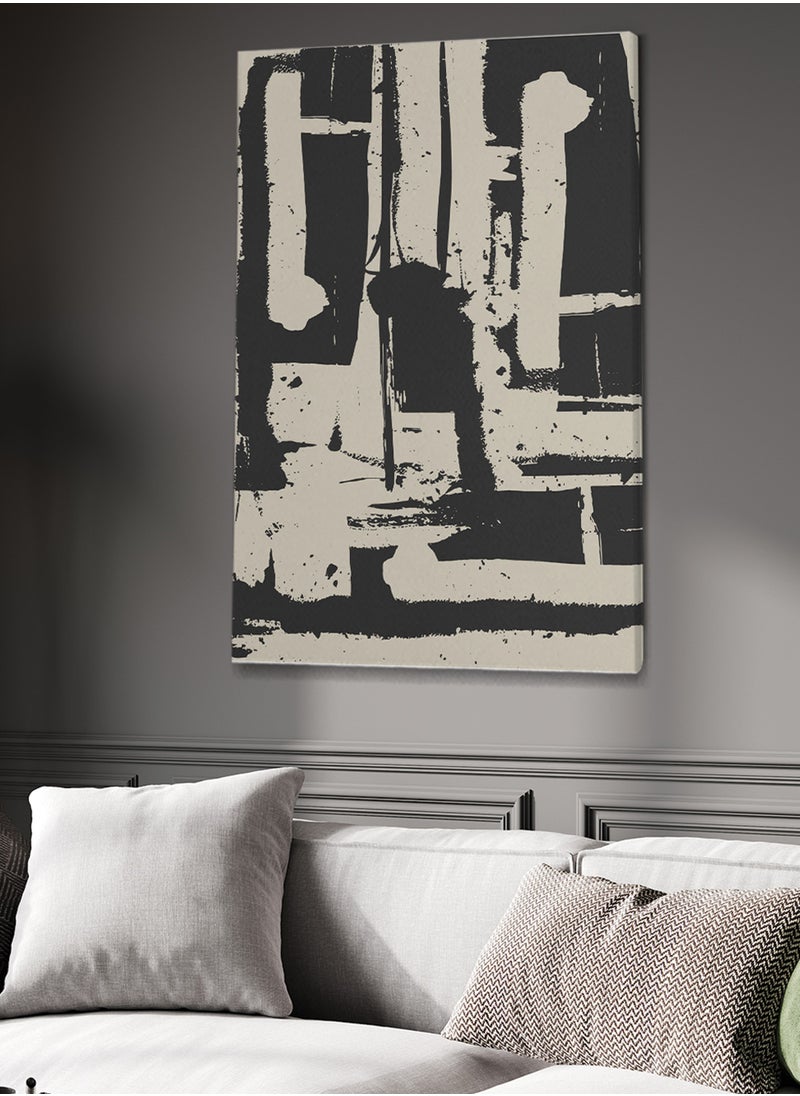 LOWHA - Framed Canvas Wall Art Stretched Over Wooden Frame with Retro Style Art Pattern Painting - Image 1