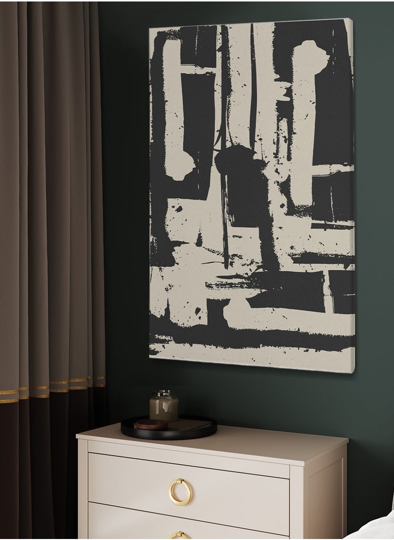LOWHA - Framed Canvas Wall Art Stretched Over Wooden Frame with Retro Style Art Pattern Painting - Image 1