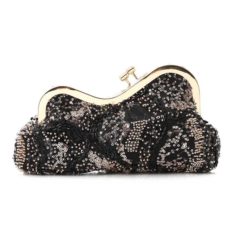 Mr.joe Beaded & Sequin Embellished Evening Clutch Black - Image 3