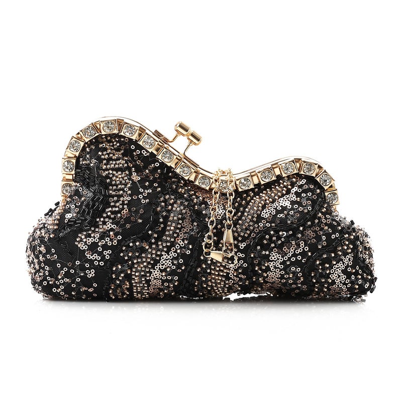 Mr.joe Beaded & Sequin Embellished Evening Clutch Black - Image 1