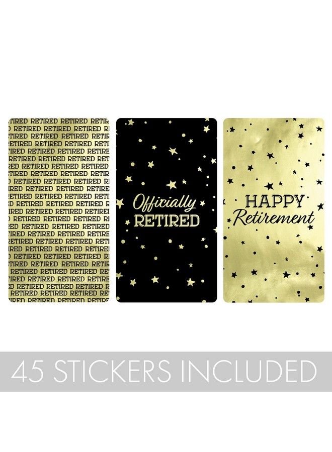 DISTINCTIVS Black And Gold Retirement Mini Candy Bar Wrappers Shiny Foil 45 Stickers - Image 4