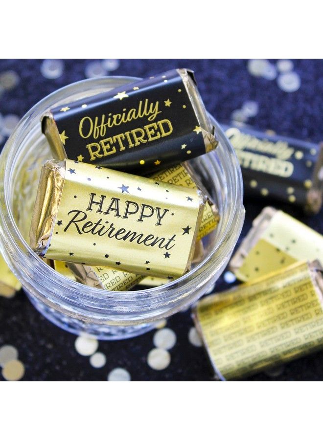 DISTINCTIVS Black And Gold Retirement Mini Candy Bar Wrappers Shiny Foil 45 Stickers - Image 3