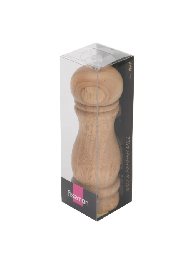 Fissman 16.5cm Manual Salt and Pepper Grinder 16.5cm, Light Brown Ceramic Mill, Adjustable Spice Grinder for Peppercorns, Salt, and Dry Spices, Easy Refill Kitchen Mill  | Best Price UAE