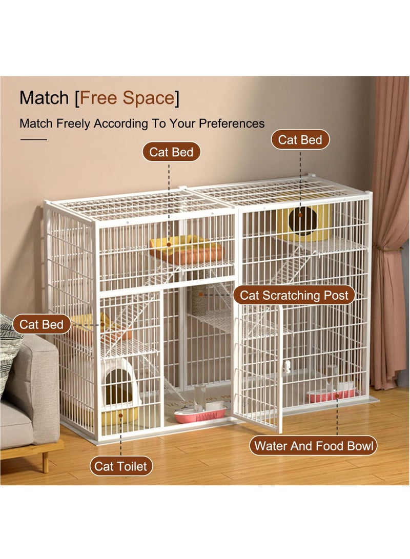 XiuWoo 142x54x130cm Cat Cage Crate Cat Kennel Cat Playpen, Metal Kitten House, Pet Playpen Small Animal Cage, Playpen Box Crate Ideal for Kittens, Puppies, Rabbits, Chinchillas - Image 4