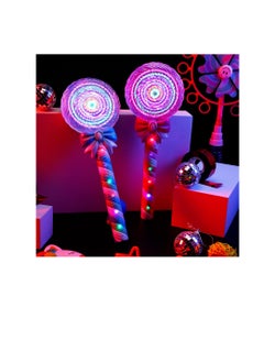 SYOSI 2 PCS Light Up Spinning Lollipop Wand, 12 Inch LED Princess Wand, Princess Glitter Light up Wand, Suitable for Pretend Play Prop, Carnival Prize (Pink, Blue）  - Image 5