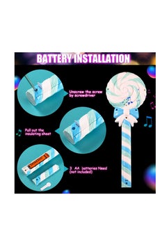 SYOSI 2 PCS Light Up Spinning Lollipop Wand, 12 Inch LED Princess Wand, Princess Glitter Light up Wand, Suitable for Pretend Play Prop, Carnival Prize (Pink, Blue）  - Image 3