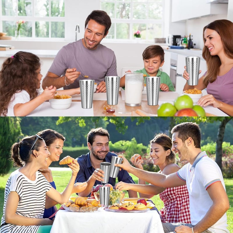 كاست ويف عبوة تحتوي على 4 أكواب من الفولاذ المقاوم للصدأ عالية الجودة مع عزل حراري، أكواب معدنية ذات طبقتين للحفاظ على الحرارة، أكواب غير قابلة للكسر وقابلة للتراكم لشرب المشروبات الباردة والقهوة، مناسبة للسفر والاستخدام في الهواء الطلق (سعة 19 أونصة/550 مل) - Image 2